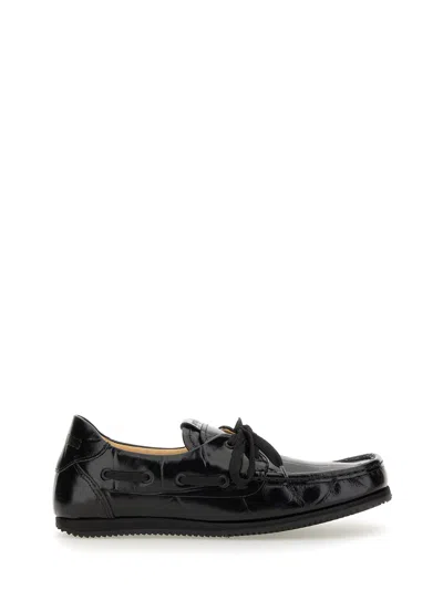 Jacquemus Batto Loafers Croco Embossed Leather Glossy In Black