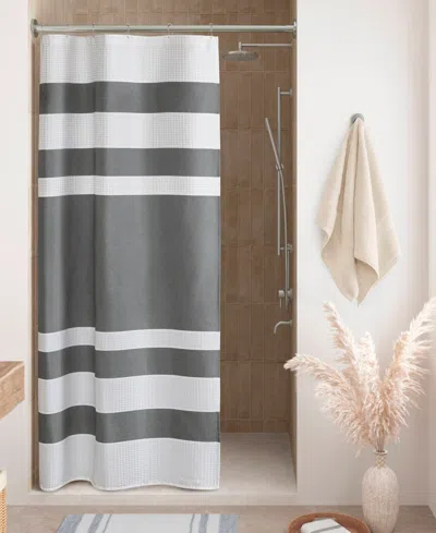 Madison Park Spa Waffle 3m-scotchgard Shower Curtain, 36" X 72" In Charcoal