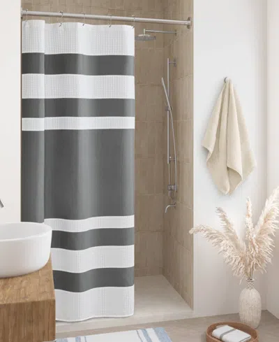 Madison Park Spa Waffle 3m-scotchgard Shower Curtain, 36" X 72" In Charcoal