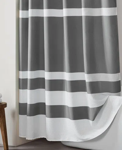 Madison Park Spa Waffle 3m-scotchgard Shower Curtain, 36" X 72" In Charcoal
