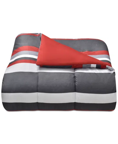 Fairfield Square Collection Austin Stripe/solid Reversible 8 Pc. Comforter Set, Exclusively At Macy's In Red