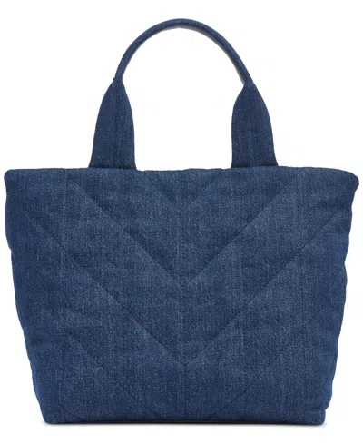Karl Lagerfeld Voyage Medium Quilted Denim Tote In Washed Denim
