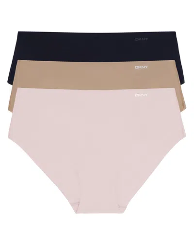 Dkny Litewear Cut Anywhere Assorted 3-pack Hipster Briefs In Black,glow,pearl