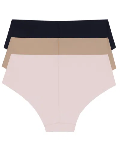 Dkny Litewear Cut Anywhere Assorted 3-pack Hipster Briefs In Black,glow,pearl
