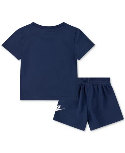 Nike Baby Club T-shirt & Shorts, 2 Piece Set In Midnight Navy