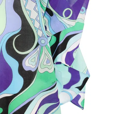 Shop Pucci Printed Cotton Kaftan Dress In Verde/lilla
