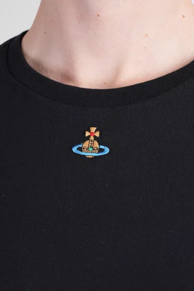 Vivienne Westwood Crewneck Embroidered Orb Logo Short Sleeves Top In Black