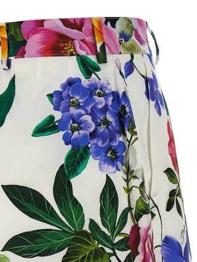 Dolce & Gabbana Multicolor Bermuda Shorts With All-over Floral Pattern Print In Cotton Woman In White