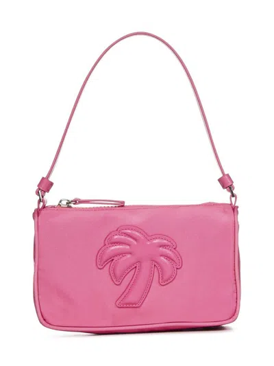 Palm Angels Logo Patch Zipped Shoulder Bag In Pink