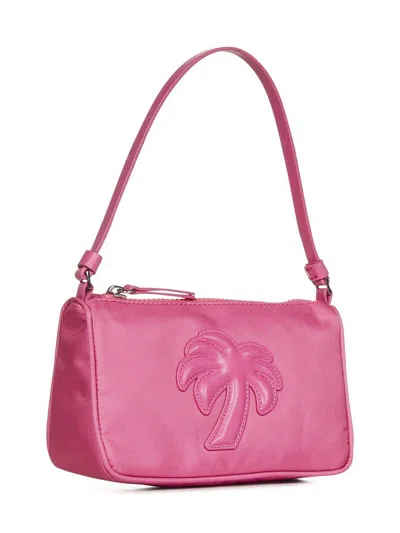 Palm Angels Logo Patch Zipped Shoulder Bag In Pink