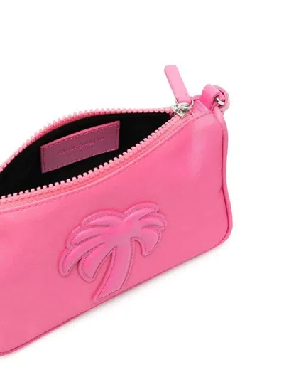 Palm Angels Logo Patch Zipped Shoulder Bag In Pink