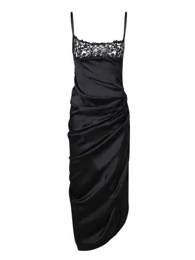 Jacquemus Embellished Neckline Ruched Spaghetti Straps In Black
