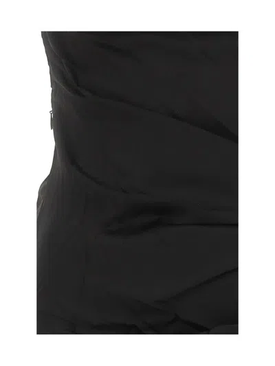 Jacquemus Embellished Neckline Ruched Spaghetti Straps In Black