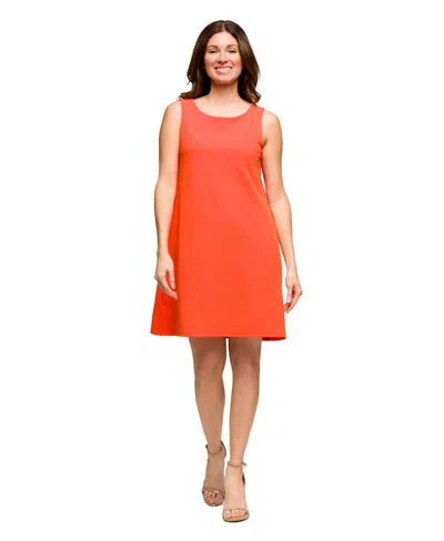 24seven Comfort Apparel Solid Color Sleeveless Mini Shift Dress In Orange
