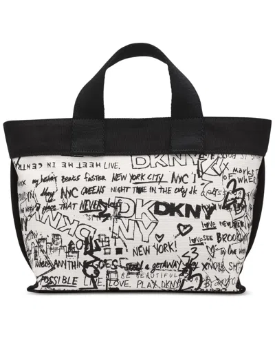 Dkny Brady Medium Logo Graffiti Crossbody Bag In Black,daffodil