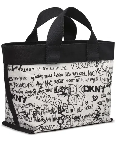 Dkny Brady Medium Logo Graffiti Crossbody Bag In Black,daffodil