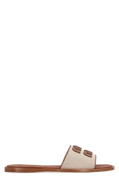 MIU MIU MIU MIU SLIDES WITH LOGO 