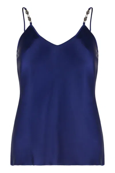 Max Mara Studio Afelio Satin Tank Top In Blue