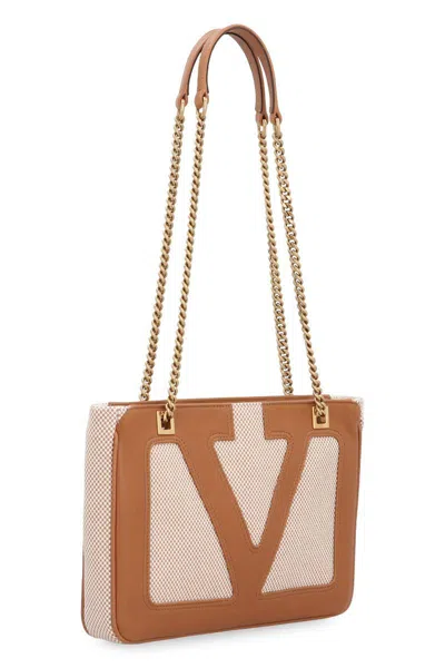 Valentino Garavani Garavani Viva Superstar Medium Canvas Shopping Bag Woman Natural/spice Uni In Brown