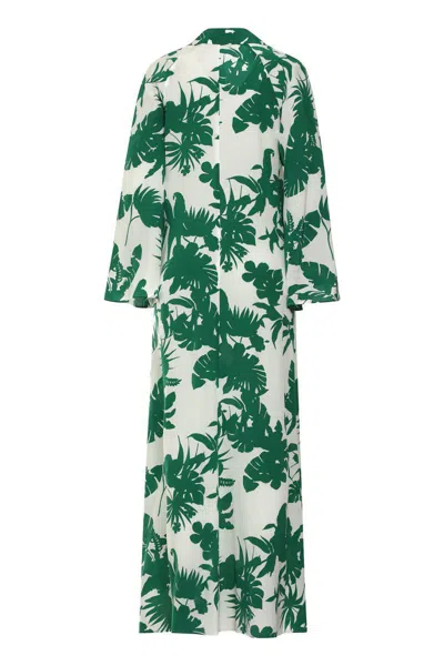 Max Mara Studio Livrea Printed Silk Dress In Green