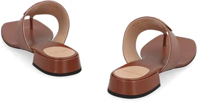 Valentino Vlogo Plaque Square Open Toe Slides In Brown