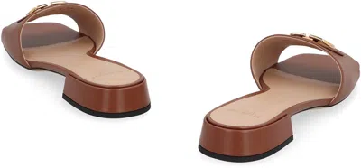 Valentino Vlogo Signature Leather Sandal In Brown