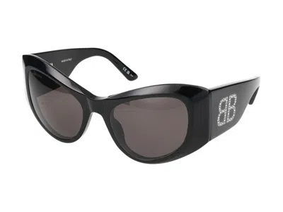 Balenciaga Black Reverse Xpander 2.0 Rectangle Sunglasses In Black Black Grey