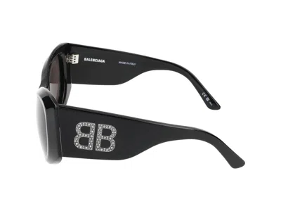 Balenciaga Black Reverse Xpander 2.0 Rectangle Sunglasses In Black Black Grey