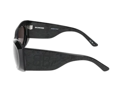 Balenciaga Black Reverse Xpander 2.0 Rectangle Sunglasses In Black Black Grey