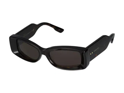 Gucci Eyewear Rectangular Frame Sunglases In Havana Havana Brown