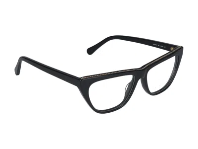 Stella Mccartney Eyewear Rectangular Frame Glasses In Black Black Transparent