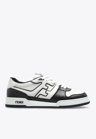Fendi Leather Sneakers With Ff Lateral Logo In Multi
