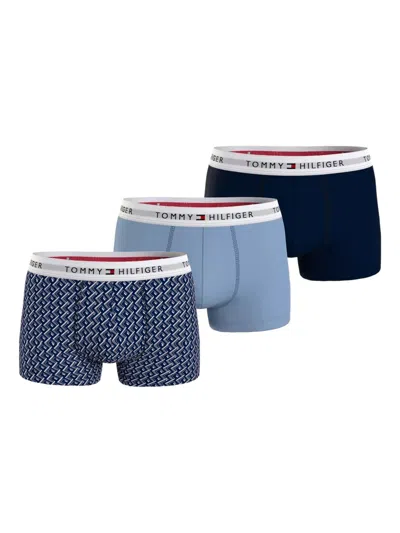Tommy Hilfiger Logo-waistband Boxers (pack Of Three) In Blue