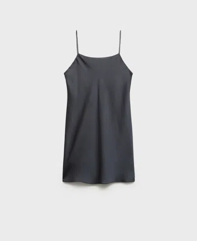 Mango Women's Straps Satin Nightgown Dress In Dark Gray