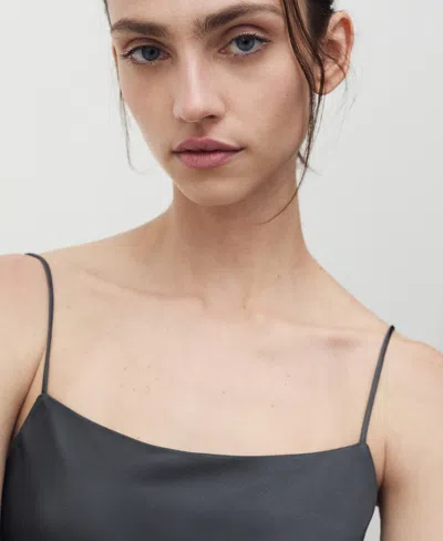 Mango Women's Straps Satin Nightgown Dress In Dark Gray