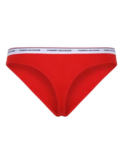 Tommy Hilfiger Logo-waistband Thongs (pack Of Three) In Red