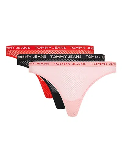 Tommy Jeans Logo-waistband Thongs (pack Of Three) In Pink
