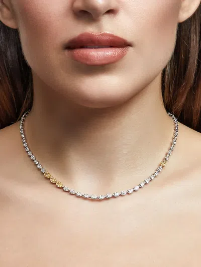 Jewels Aficionado 18kt White Gold Riviére Tennis Necklace In Silver