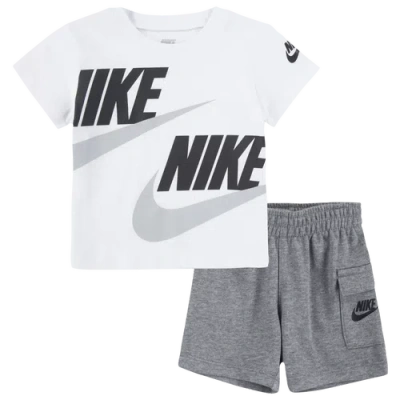 Nike Kids' T-shirt & Cargo Shorts Set In Carbon Heather/white