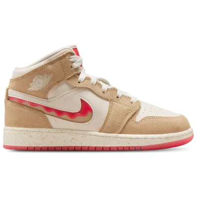 Shop Jordan Girls  Air  1 Mid Se In Desert/fuchsia