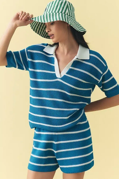 Kule The Fjord Knit Polo In Blue