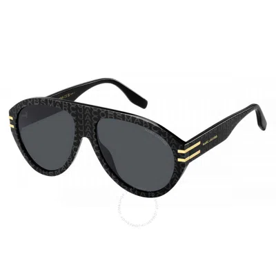 Marc Jacobs Logo-patterned Pilot-frame Sunglasses In Black