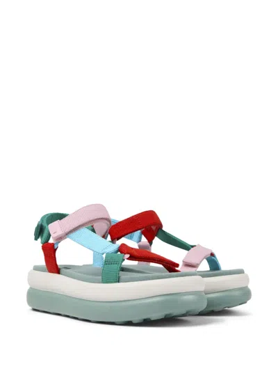 Camper Twins Multi Strappy Flatform Sandals In Green