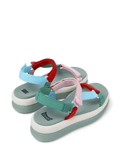 Camper Twins Multi Strappy Flatform Sandals In Green