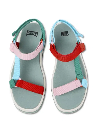 Camper Twins Multi Strappy Flatform Sandals In Green