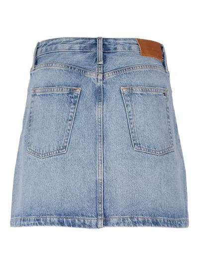 Tommy Hilfiger Denim Skirt With Pockets And Stitching In Blue