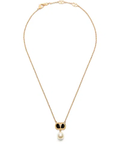 Valentino Ovalette Necklace In Gold