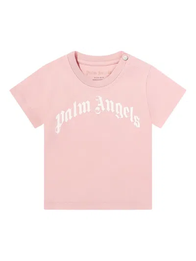 Palm Angels Baby Girls Curved Logo 3 Pack T-shirt Set In Pink