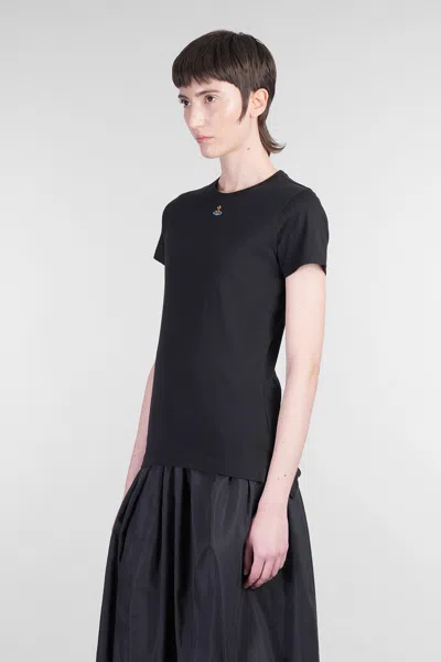 Vivienne Westwood Crewneck Embroidered Orb Logo Short Sleeves Top In Black
