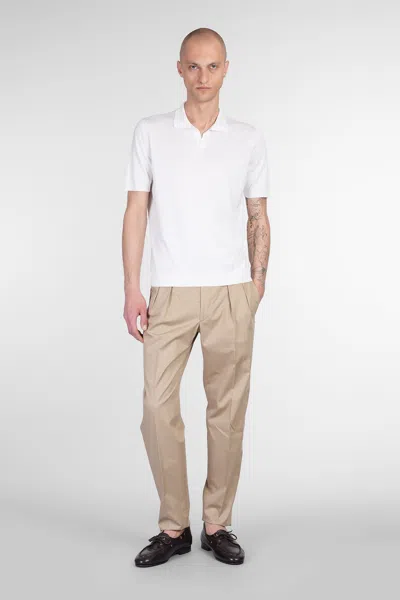 Tagliatore White Knitted Polo Shirt With Polo Style Collar And Short Sleeves In White